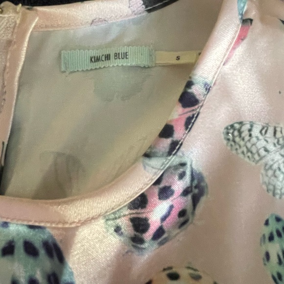 Kimchi Blue Pink Butterfly Satin Slip Dress - Picture 3 of 5